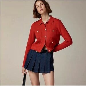 J Crew Patch Pocket Sweater Lady Jacket Blazer Red Cardigan CB916 Small